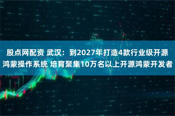 股点网配资 武汉：到2027年打造4款行业级开源鸿蒙操作系统 培育聚集10万名以上开源鸿蒙开发者